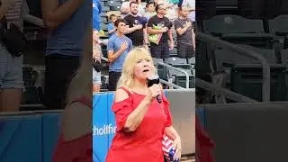Heather Jo Wheeler sings the National Anthem at the Wichita Wind Surge game.  July 2nd, 2024.