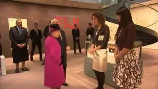 Queen Elizabeth II visits Fijian exhibition in Norwich.