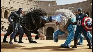 ⚔️ Ferocious Captain America KING lion 🆚 Massive VENOM lion Ultimate Wild Animal Fights Showdown