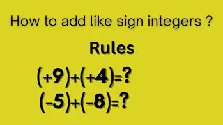 Addition of integers |rules |number line|what are like sign integers|maths climber