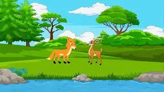Hiren aur Fox ki kahani🦌🦊#cartoon #forest #animation #deer #animals #fox #funny 