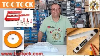 Accesorios de Tootock. Medidor angulos, compas y plantilla para espigas. Unpacking, Unboxing, Review