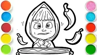 MASHA with spicy food Drawing, Painting & Coloring For Kids and Toddlers_ Child Art