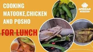 Simple Ugandan way of cooking Chicken, Matooke and Posho for Lunch #cooking #africancooking