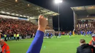 Tom Lapslie scoring the winning penalty for Colchester United against Spurs