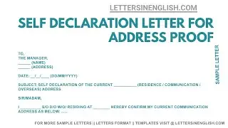 Self Declaration Letter for Address Proof &ndash; Change Of Address Letter