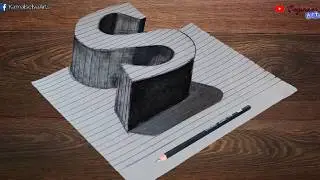 Draw a Letter S on Line Paper   3D Trick Art | step by step | beginner Arts |