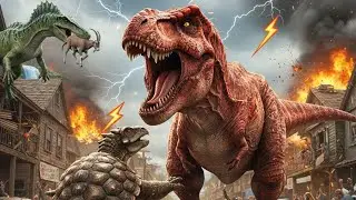 Dinosaurs Attack on village 😥|| @SHENTRY_7AR || #dinosaur #vastatosaurusrex #trexfight #indodinos
