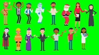 Green Screen 2D Animated Cartoon Characters | Motion Graphics 2D Character | Stock Motion Graphics