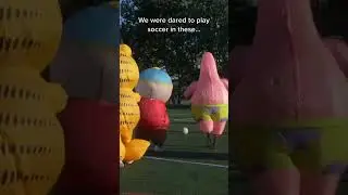 The Most INTENSE Game Of GIANT INFLATABLE Costume Soccer! #shorts