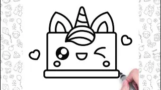 How to Draw a Unicorn Cake Easy | Cute Drawings | Dessin facile pour les enfants