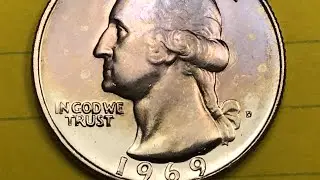 25-центовые монеты США 1969 года &mdash; 10 500 долларов США от Филадельфийского монетного двора.