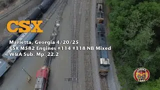 CSX M582 Engines #114 #118 NB Mixed Marietta, Georgia 4/20/25
