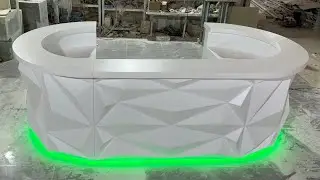 Best Sale Commercial Furniture Oval C Shape Bar Counter Designs with Led