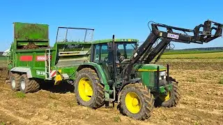 John Deere 6300 Turbo mit Bergmann TSW 4190 S Stalldungstreuer beim Mist ausbringen