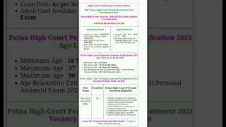 Patna High Court Personal Assistant PA Online Form 2023