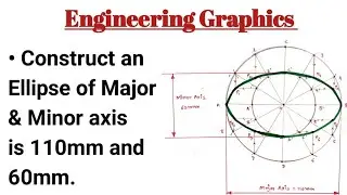 Construct an Ellipse based on major and minor axis ll Engineering Graphics ll B.Tech. All Branches