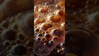 savory soup boiling slowly. Bubbles form, rise, and pop on the oily surface, #satysfying #asmr