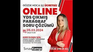 ÇIKMIŞ YDS PARAGRAF SORU ÇÖZÜM DERSİ I GÖZDE HOCA
