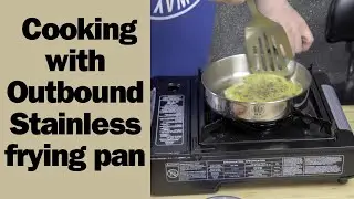 Cooking a omelet and mushrooms on a Outbound Stainless frying pan #birchandoak #campcooking