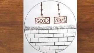 Simple Easy Good Night Circle Scenery drawing tutorial / Easy Drawing idea 