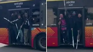 Atalanta, i tifosi del Marsiglia sui bus con le aste in mano
