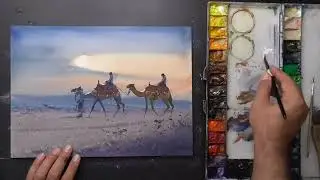 How to paint camel in watercolor painting demo by javid tabatabaei