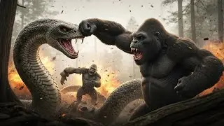 King Kong vs Giant Snake 🔥 Brutal Forest Fight | Epic Monster Battle AI (4K HD)