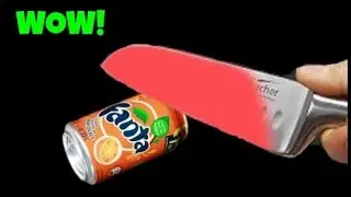 EXPERIMENT Glowing 1000 degree KNIFE VS FANTA