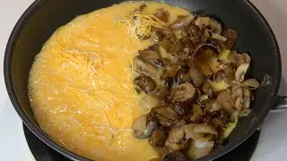 Grilled Mushroom, Onion & Cheese Omelet -- StepByStepChef.com