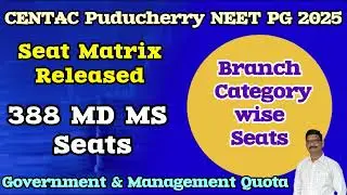 388 MD MS Seats in CENTAC NEET PG 2025 | Seat Matrix Released | Branch & Category wise  