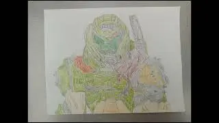 My drawing of doom slayer 