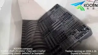 KOOEN Double shaft shredder + Granulator (crusher) for plastic pallets and car bumpers