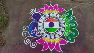 Republic day special rangoli 😍😍,flag rangoli (7*4) dots, independence day rangoli design...