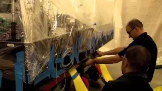 Moving giant laser table intact