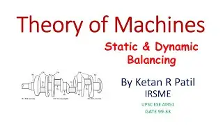 Theory of machine - 16- Static and dynamic Balancing By Ketan R Patil