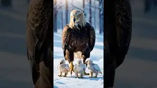 Majestic Eagle Family Walk in Snow 🦅❄️ #WildWings #WinterNature #EagleAdventure