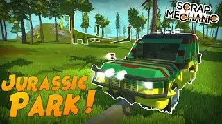 JURASSIC PARK DINOSAUR SAFARI - Part 1 - Scrap Mechanic Creations! - Episode 96