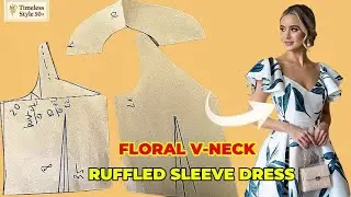 Chic Floral V-Neck Ruffled Sleeve Dress Pattern for Women Over 50 | Easy, Elegant & Flattering Style