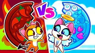 Sharing the Pizza? 🍕 Angel vs Demon Kittens | Fun Cartoon Challenge for Kids