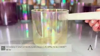 Tesseract Salt, Lemon Aura Gold & Platinum (Rim) Alchemy&trade; Crystal Tones&reg; Quartz Singing Bowl 6