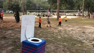 Toilet paper roll toss game