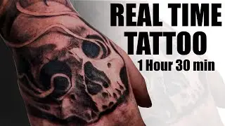 REAL TIME TATTOO | Black And Grey Realism Skull on Hand Tattoo