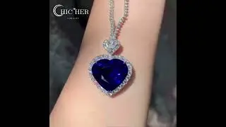 Heart Cut Blue Sapphire Pendant Necklace