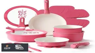 CAROTE 18Pcs Ceramic Cookware Set with Detachable Handle Pots and Pans Set