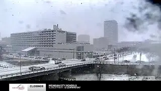 A look at conditions in South Bend as snow bands move