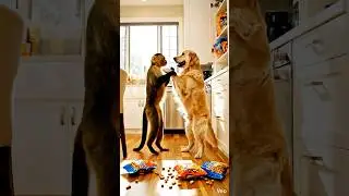 Lovie dovie act on CCTV 😱 #wildlife #animals #monkey #dog #goldenretriever #fyp #fypシ #fypyoutube