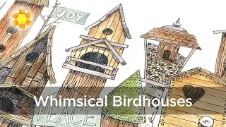 How to draw whimsical  birdhouses (or color mine!)