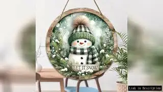 Charming snowman round wooden sign -7.9 