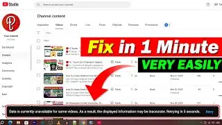 🔴YouTube Studio - Data is currently unavailable for some videos information may be inaccurate Error